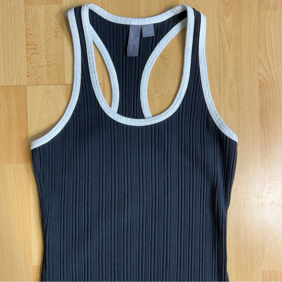 Sweaty Betty Resort Rib Racer Back Tank Midi Dress Size 6 Black & White - Picture 10 of 14